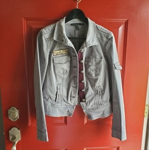 White House Black Market Gray Jean Jacket